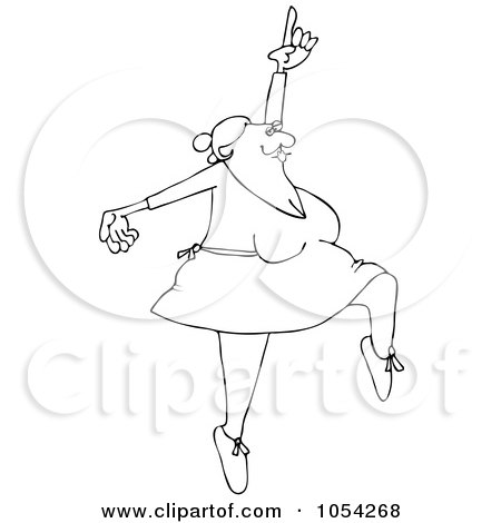 Royalty-Free Vector Clip Art Illustration of a Black And White Dancing Ballerina Outline by djart