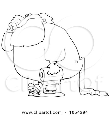 Royalty-Free Vector Clip Art Illustration of a Black And White Santa With Toilet PaperOutline by djart
