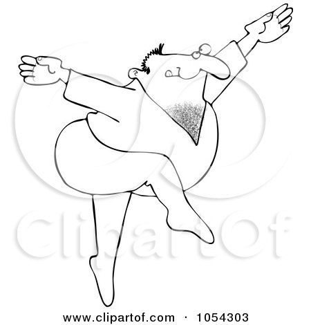 Royalty-Free Vector Clip Art Illustration of a Black And White Male Ballet Dancer Outline by djart
