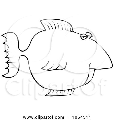 Royalty-Free Vector Clip Art Illustration of a Black And White Fish Outline by djart