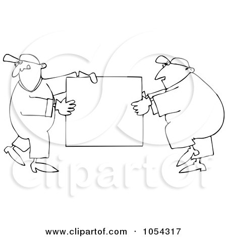 Royalty-Free Vector Clip Art Illustration of a Black And White Sign Movers Outline by djart