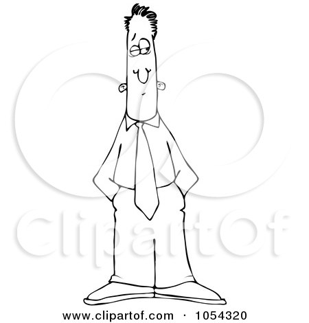 Royalty-Free Vector Clip Art Illustration of a Black And White Businessman Outline by djart