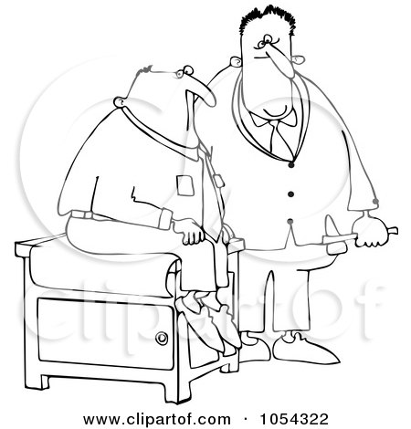 Royalty-Free Vector Clip Art Illustration of a Black And White Doctor And Patient Outline by djart