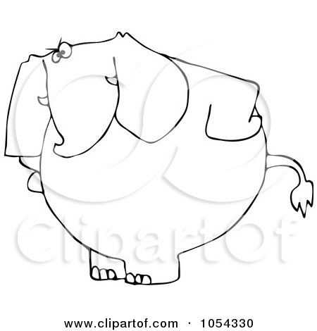 Royalty-Free Vector Clip Art Illustration of a Black And White Mad Elephant Outline by djart