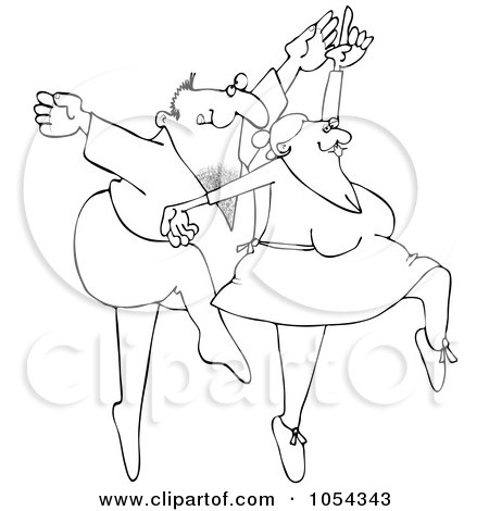 Royalty-Free Vector Clip Art Illustration of a Black And White Ballet Dancers Outline by djart
