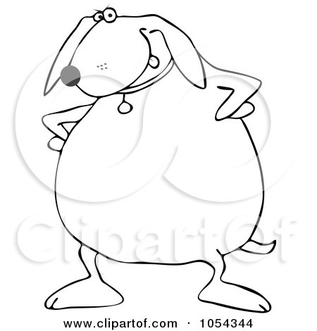 Royalty-Free Vector Clip Art Illustration of a Black And White Strict Dog Outline by djart