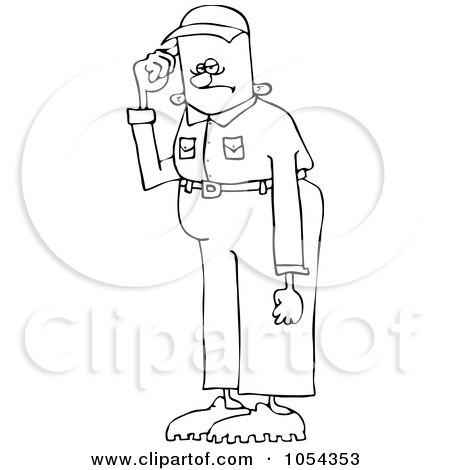 Royalty-Free Vector Clip Art Illustration of a Black And White Tall Man In Short Pants Outline by djart