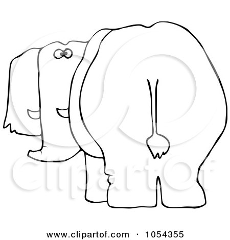 Royalty-Free Vector Clip Art Illustration of a Black And White Elephant Behind Outline by djart
