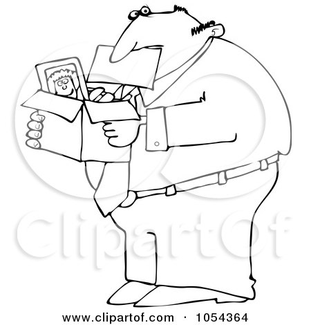 Royalty-Free Vector Clip Art Illustration of a Black And White Fired Man Outline by djart