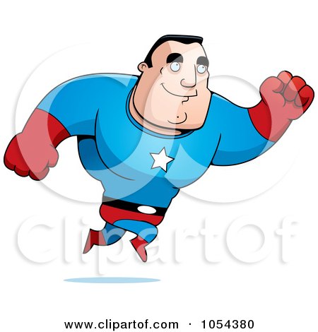 Royalty-Free Vector Clip Art Illustration of a Super Man Jumping by Cory Thoman