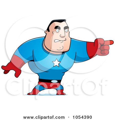 Royalty-Free Vector Clip Art Illustration of a Super Man Pointing by Cory Thoman