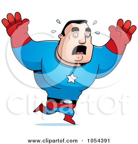 Royalty-Free Vector Clip Art Illustration of a Super Man Panicking by Cory Thoman