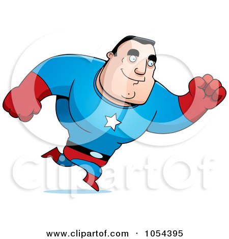 Royalty-Free Vector Clip Art Illustration of a Super Man Running by Cory Thoman