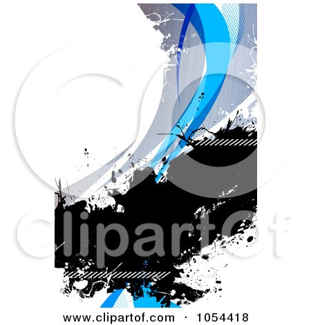Royalty-Free Clip Art Illustration of a Grungy Blue, White And Black Swoosh Background by Arena Creative