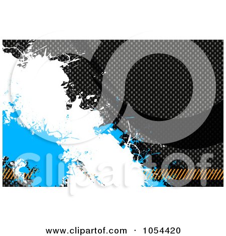 Royalty-Free Clip Art Illustration of Blue And White Splatters Over Carbon Fiber by Arena Creative
