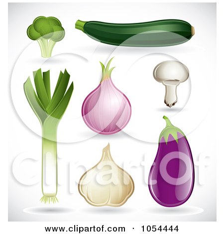 Royalty-Free Vector Clip Art Illustration of a Digital Collage Of Vegetables With Shadows by TA Images