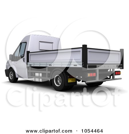Royalty-Free Clip Art Illustration of a 3d Rear Side View Of A Flatbed Truck by KJ Pargeter