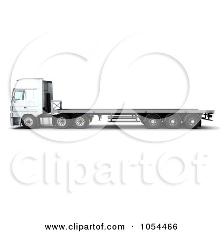 Royalty-Free Clip Art Illustration of a 3d Side View Of A Flatbed Truck by KJ Pargeter