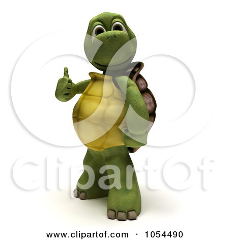 Royalty-Free Clip Art Illustration of a 3d Tortoise Holding A Thumb Up by KJ Pargeter