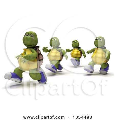 Royalty-Free Clip Art Illustration of 3d Tortoises Jogging by KJ Pargeter