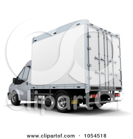 Royalty-Free Clip Art Illustration of a 3d Box Van From The Rear Side by KJ Pargeter