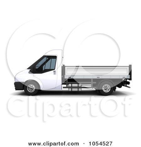 Royalty-Free Clip Art Illustration of a 3d Side View Of A Small Flatbed Van by KJ Pargeter