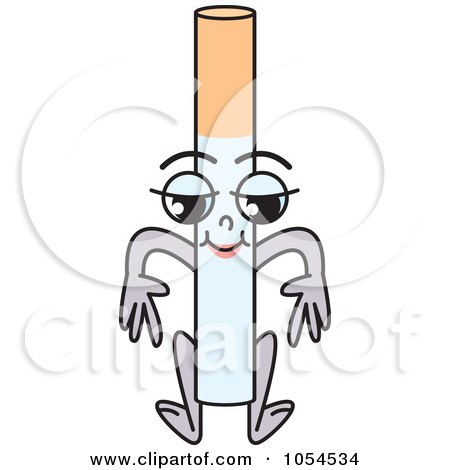 Royalty-Free Vector Clip Art Illustration of a Jumping Cigarette Character - 1 by Lal Perera