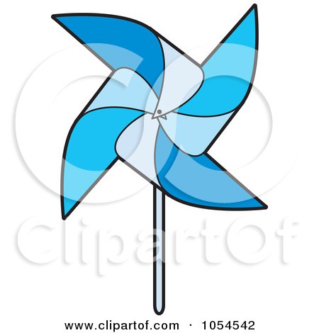 Royalty-Free Vector Clip Art Illustration of a Blue Pinwheel by Lal Perera