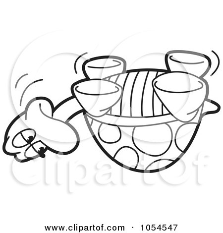Royalty-Free Vector Clip Art Illustration of an Outlined Upside Down Tortoise by Lal Perera
