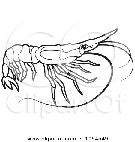 Royalty-Free Vector Clip Art Illustration of an Outlined Prawn by Lal Perera
