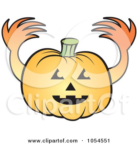 Royalty-Free Vector Clip Art Illustration of a Jackolantern With Hands by Lal Perera