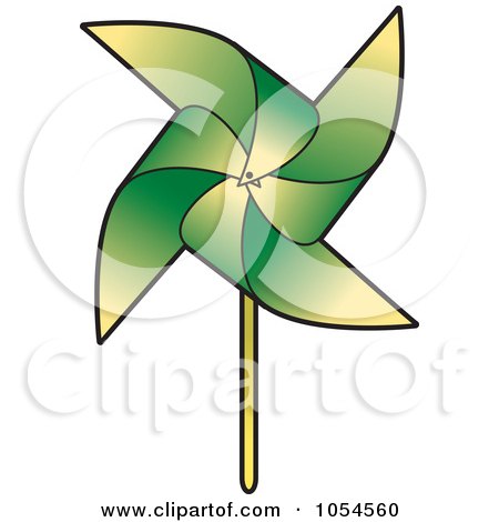 Royalty-Free Vector Clip Art Illustration of a Green Pinwheel by Lal Perera