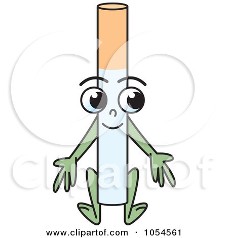 Royalty-Free Vector Clip Art Illustration of a Jumping Cigarette Character - 2 by Lal Perera