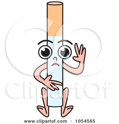 Royalty-Free Vector Clip Art Illustration of a Waving Cigarette Character by Lal Perera