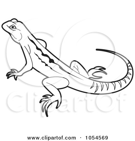 Royalty-Free Vector Clip Art Illustration of an Outlined Lizard by Lal Perera