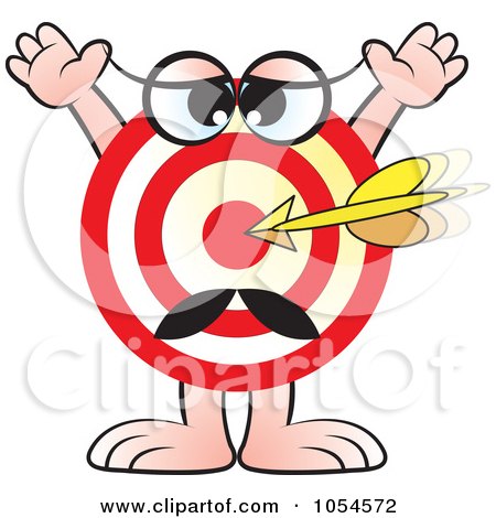 Royalty-Free Vector Clip Art Illustration of an Arrow On A Target Character by Lal Perera