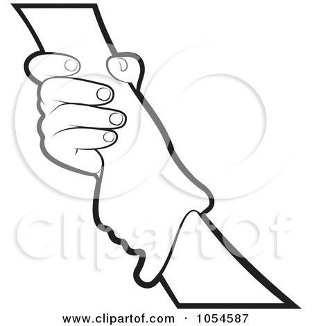 Royalty-Free Vector Clip Art Illustration of an Outlined Hand Gripping Another by Lal Perera