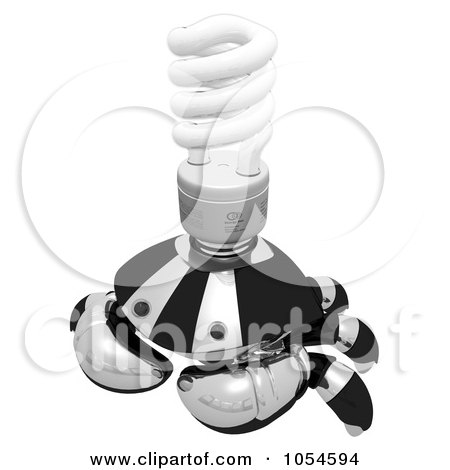 Royalty-Free Rendered Clip Art Illustration of a 3d Black Crab With A Spiral Light Bulb - 2 by Leo Blanchette