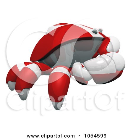 Royalty-Free Rendered Clip Art Illustration of a 3d Red Crab In Profile by Leo Blanchette