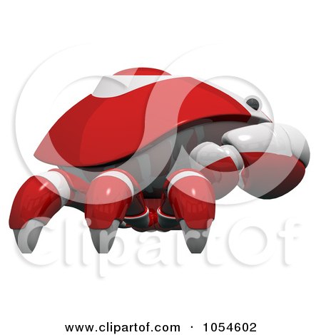 Royalty-Free Rendered Clip Art Illustration of a Side View Of A 3d Red Crab by Leo Blanchette