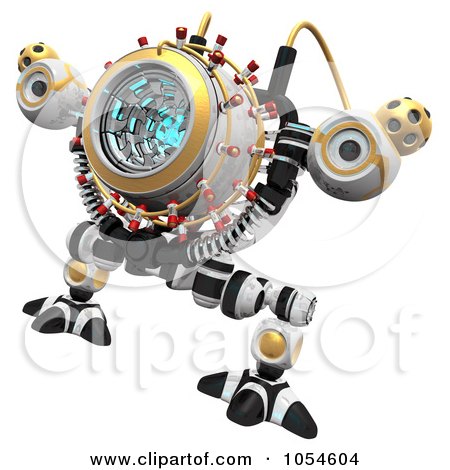 Royalty-Free Rendered Clip Art Illustration of a 3d Malware Incinerator Robot by Leo Blanchette