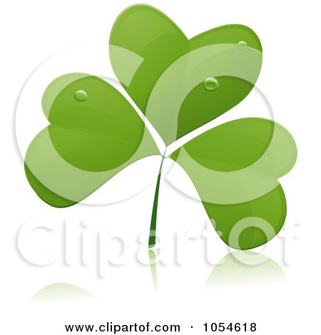 Royalty-Free Vector Clip Art Illustration of a Dewy Green Clover And Reflection by BNP Design Studio