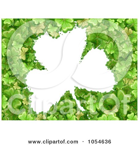 Royalty-Free Vector Clip Art Illustration of a St Patricks Day Background With Clover Shaped Copyspace by BNP Design Studio