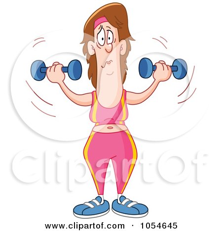 Royalty-Free Vector Clip Art Illustration of a Woman Lifting Dumbbells In A Gym by yayayoyo