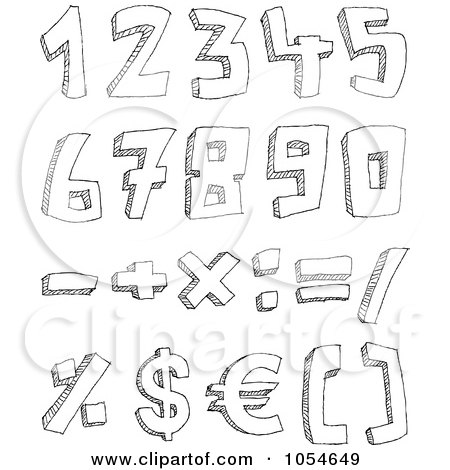 Royalty-Free Vector Clip Art Illustration of a Digital Collage Of Sketched Numbers And Math Symbols by yayayoyo