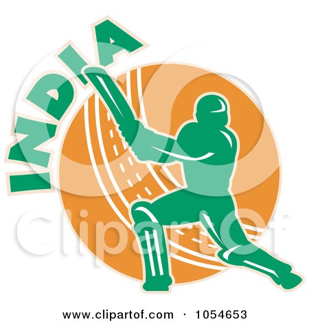 Royalty-Free Vector Clip Art Illustration of an Indian Cricket Player - 3 by patrimonio