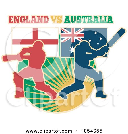 Royalty-Free Vector Clip Art Illustration of England Vs Australia Cricket Players by patrimonio