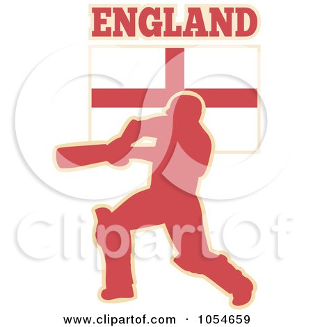 Royalty-Free Vector Clip Art Illustration of an England Cricket Player by patrimonio