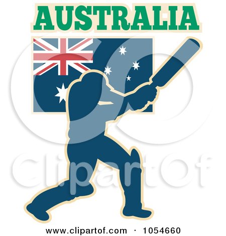 Royalty-Free Vector Clip Art Illustration of an Australia Cricket Player by patrimonio
