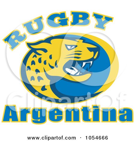 Royalty-Free Vector Clip Art Illustration of an Argentina Rugby Jaguar - 1 by patrimonio